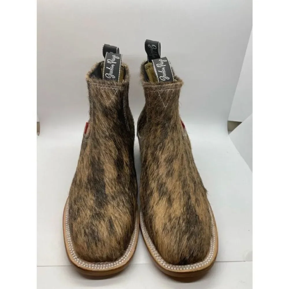 New Jordan Page Women's Western Ankle Boots Size 9.5 Hair-on-Hide Square Toe